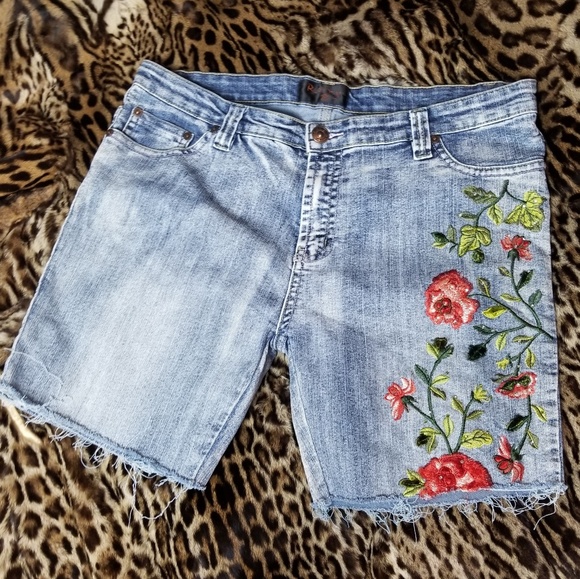 romy b Pants - Romy B Crystal Patch Jean Shorts